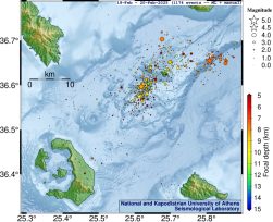 ΕΚΠΑ: Πάνω από 22.600 σεισμικές δονήσεις στη ζώνη Σαντορίνης – Αμοργού, από 26/1 έως και 19/2