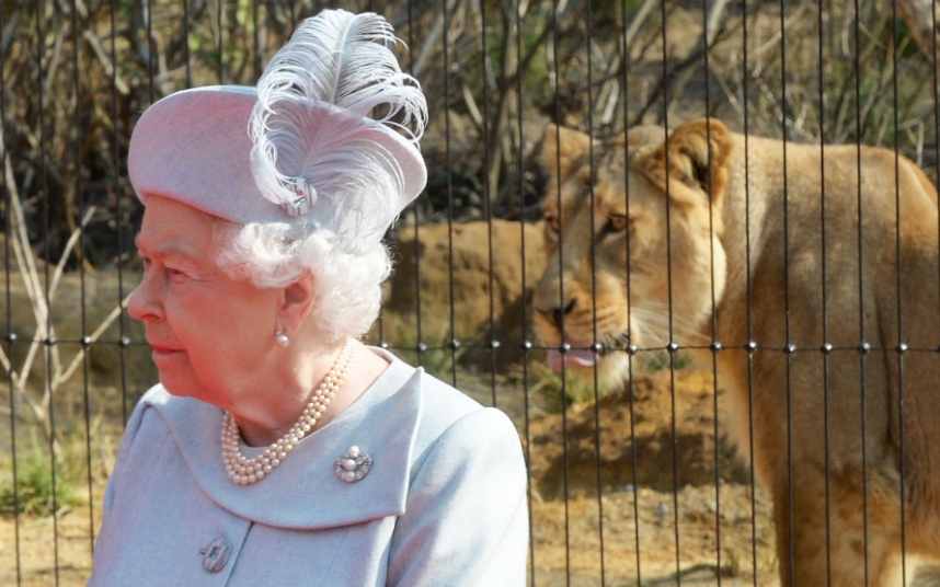 Η βασίλισσα Ελισάβετ και ο βασιλιάς της Ζούγκλας στο ζωολογικό πάρκο του Λονδίνου
