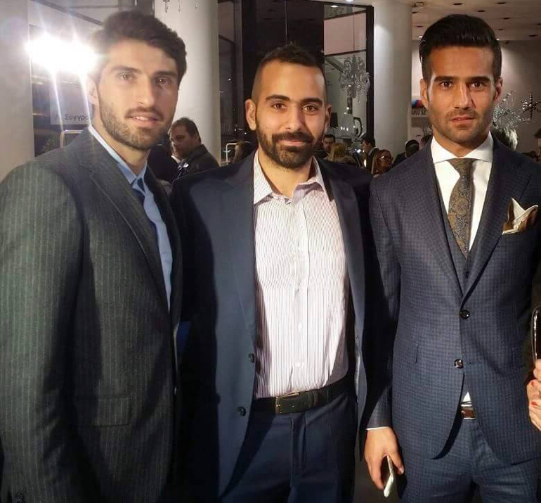 Από αριστερά, ο Karim Ansarifard (παίκτης Πανιωνίου και εθνικής ομάδας Ιράν), Μάκης Χόνδρος και Dexia Massoud Shojaei  (παίκτης Πανιωνίου και εθνικής ομάδας Ιράν)