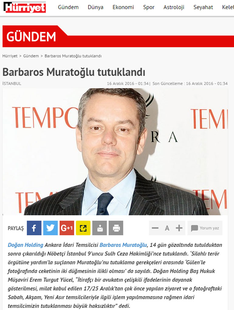 Το δημοσίευμα της «Hürriyet»