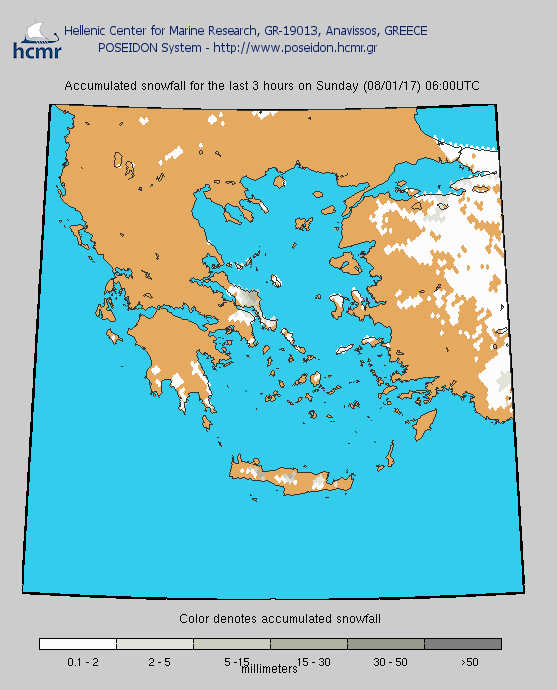 Το ξημέρωμα της Κυριακής οι χιονιάδες θα έχουν μετατοπιστεί ανατολικά