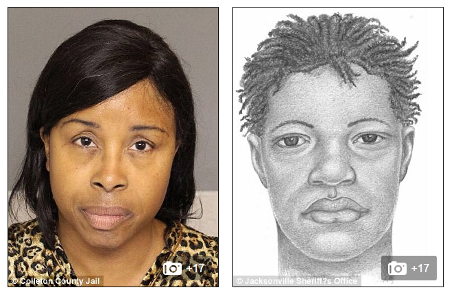 Αριστερά: Η 51χρονη Γκλόρια Γουίλιαμς - Δεξιά: Το σκίτσο που είχε δώσει στη δημοσιότητα η αστυνομία το 1998 με τη νοσοκόμα που άρπαξε το βρέφος