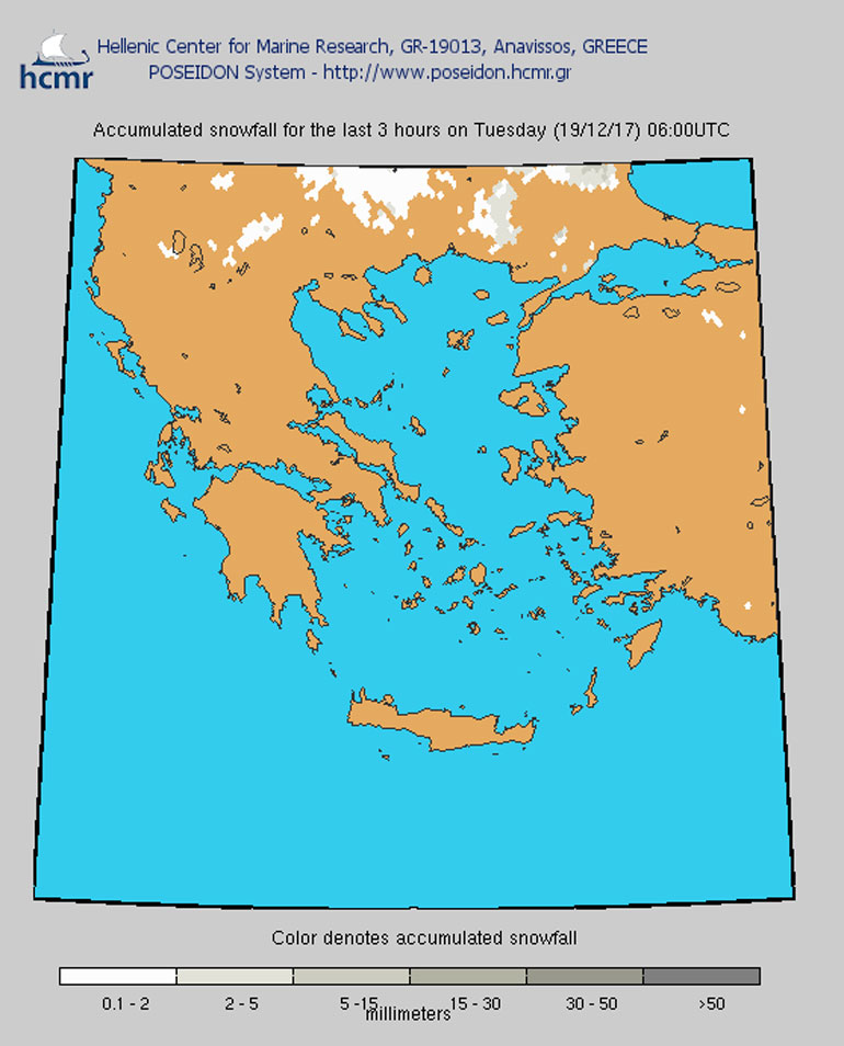 Χιονόπτωση Τρίτη 19 Δεκεμβρίου στις 06.00 