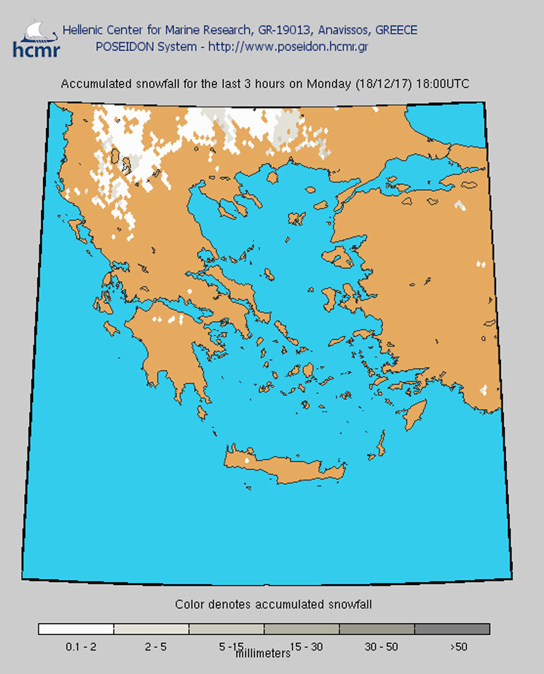 Χιονόπτωση Δευτέρα 18 Δεκεμβρίου στις 18.00