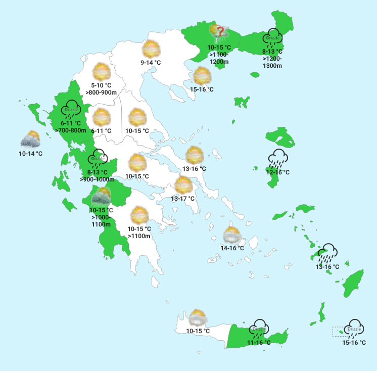 Μεσημέρι Παρασκευής ( Χάρτης Forecastweather)