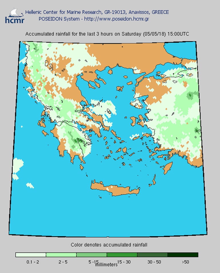 Βροχοπτώσεις, Σάββατο 15.00  