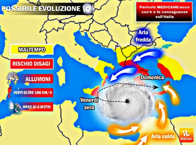 Tα ιταλικά μέσα ενημέρωσης ασχολούνται με τον κυκλώνα - Γραφικό του Ιl Meteo