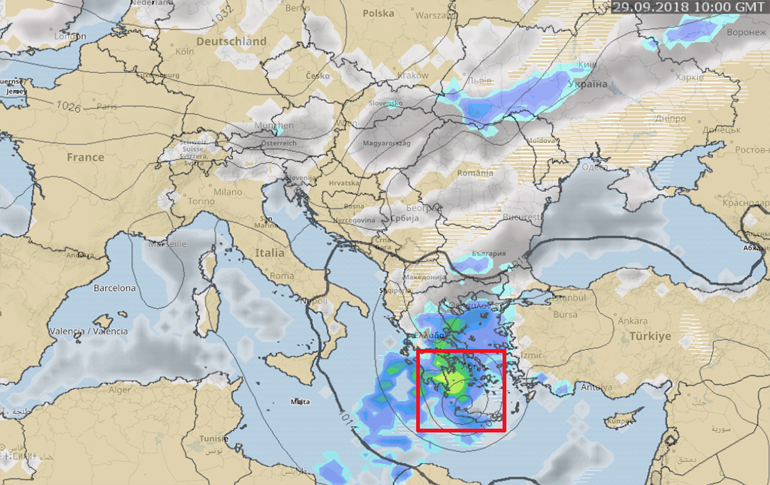 Ο κυκλώνας το Σάββατο - Προγνωστικό μοντέλο Meteoblue