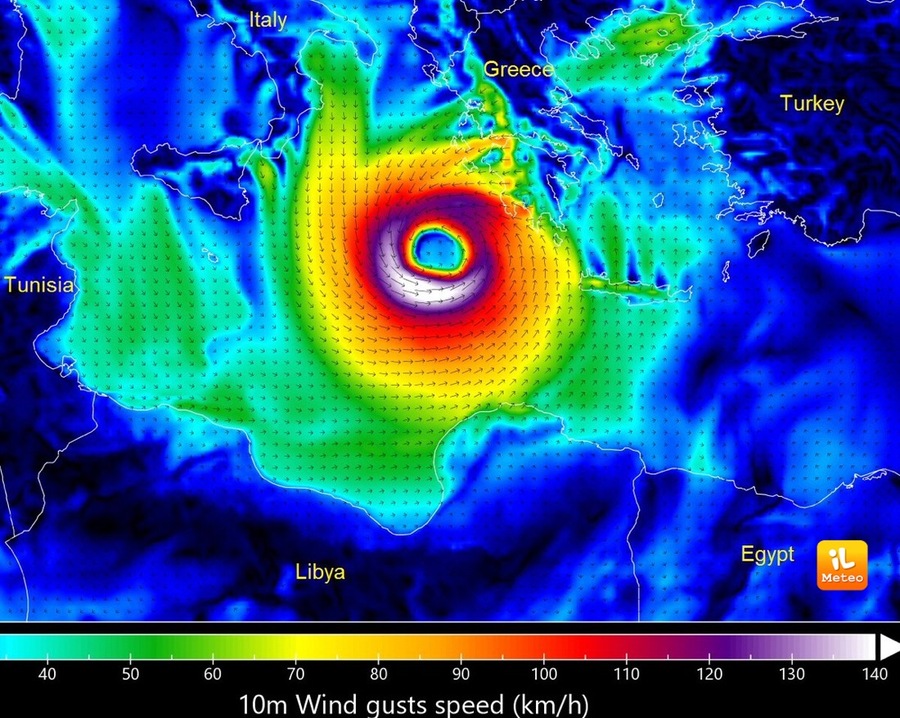 Γράφημα από το ιταλικό Il Meteo για τον τυφώνα