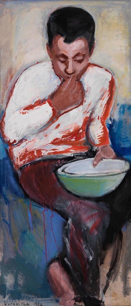 Καρακίτσος Γιώργος – The bite, 1984, acrylic on canvas, 127x100