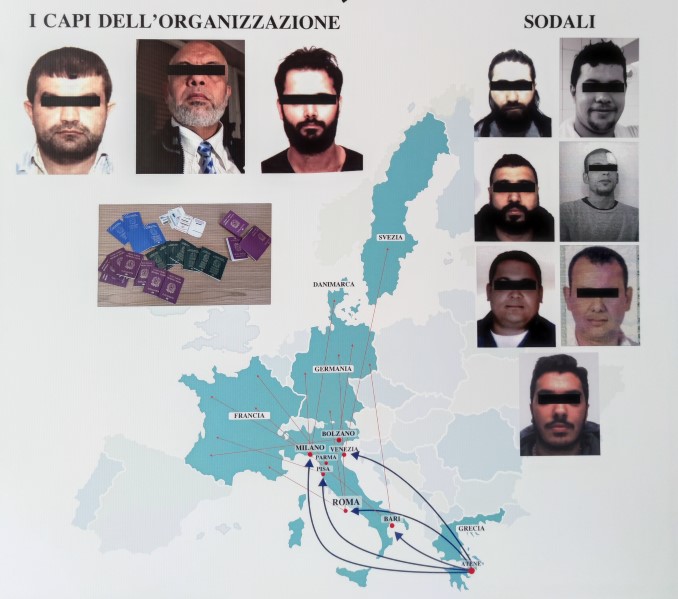 Όλο το κύκλωμα και ο χάρτης δράσης,  όπως τα παρουσιάζουν οι Ιταλικές Αρχές 