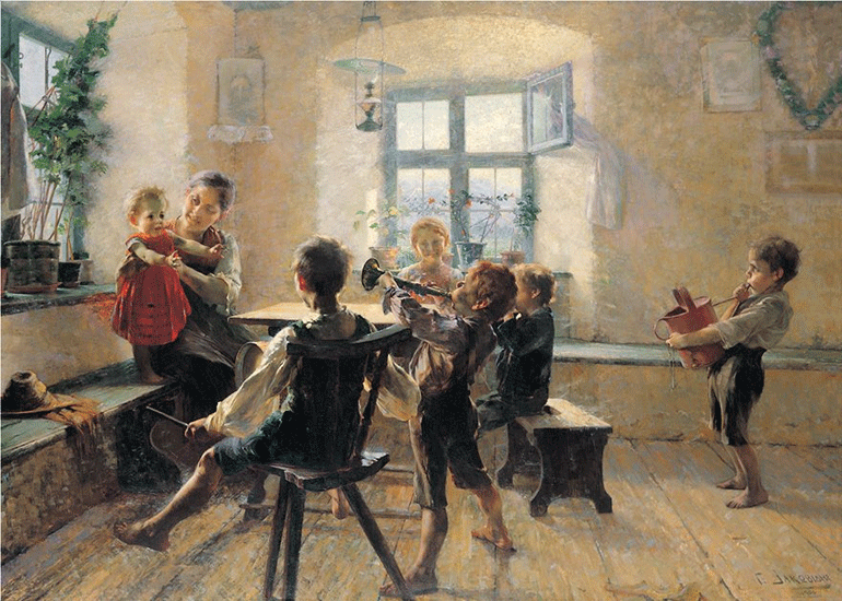 Γεώργιος Ιακωβίδης (1853-1932), Παιδική συναυλία, 1900, Λάδι σε μουσαμά αρ. έργου 475 / Georgios Iakovidis (1853-1932), Children’s Concert, 1900, Oil on canvas, inv. no. 475