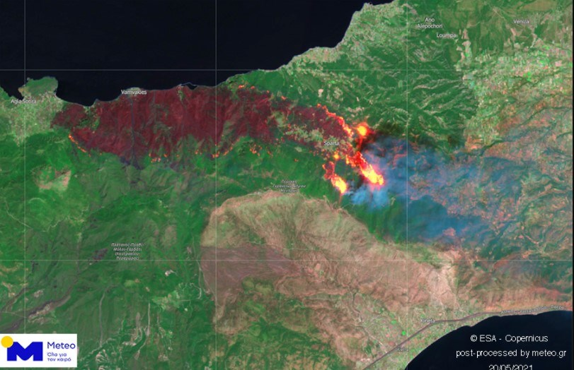 Δορυφορική εικόνα από την πύρινη κόλαση στα Γεράνεια