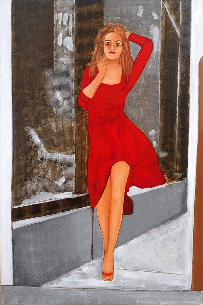 Ergo_9  ΜΕ ΤΟ ΚΟΚΚΙΝΟ ΦΟΡΕΜΑ 1 / RED DRESS 1 5/2022, ακρυλικάσεκαμβά / acrylics on canvas 180 x 120 cm 