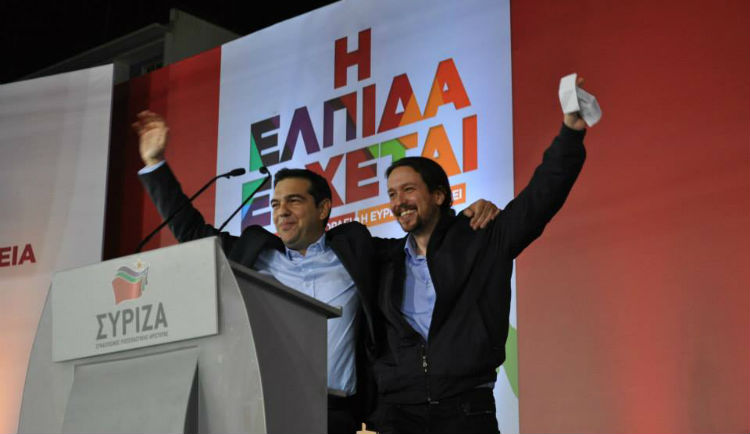 O πρόεδρος του ΣΥΡΙΖΑ με τον ηγέτη των Podemos Πάμπλο Ιγκλέσιας