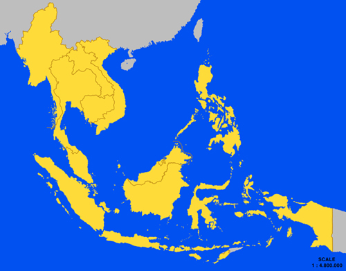 Χάρτης με τα κράτη που απαρτίζουν την ASEAN