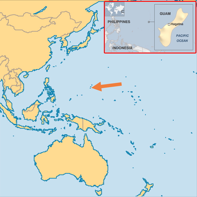 Χάρτης με τη νήσο Γκουάμ